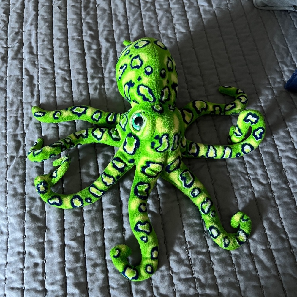 Lime green stuffed octopus
